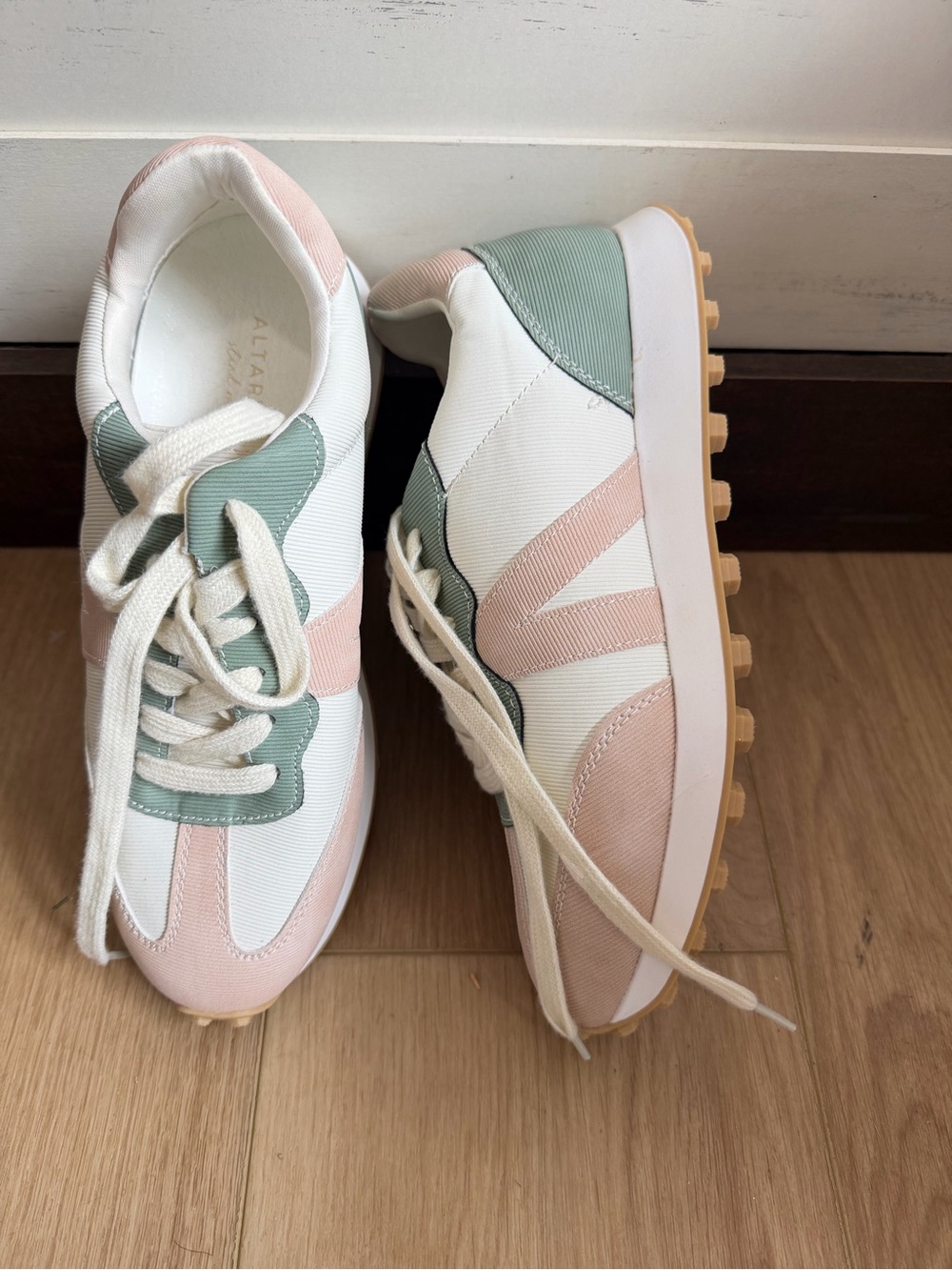 Alter state Retro  Sneakers in White, Blush Pink & Sage Green light weight new